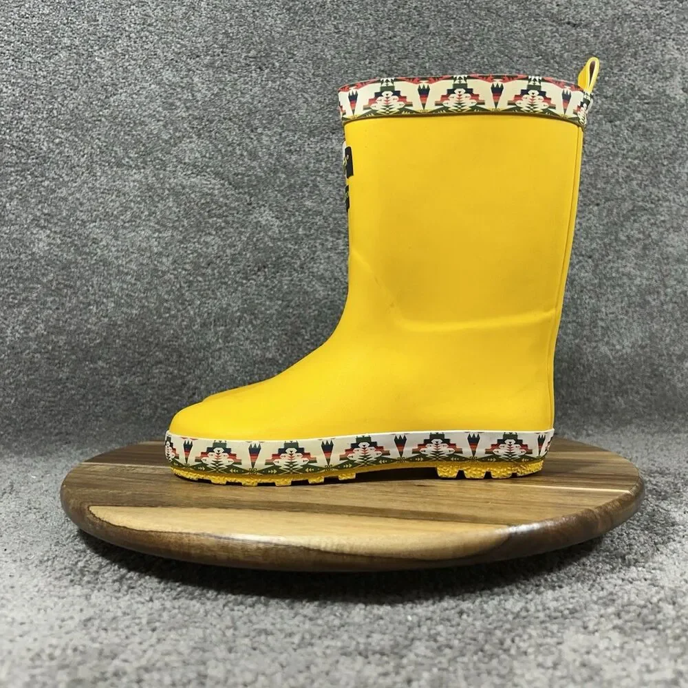 Pendleton Tucson Boys Size 13/1 Yellow Aztec Rubber Mid-Calf Rain Boots Used